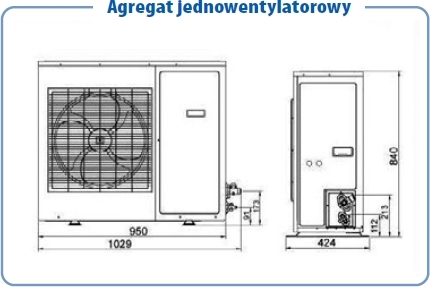 Wymiary agregatu COPELAND EazyCool, ELEKTRONIKA SA Technika chłodnicza Klimatyzacja