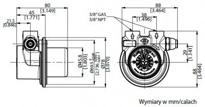 Wymiary mosiężnej pompy łopatkowej z silnikiem magnetycznym TMOT101E Wigmors