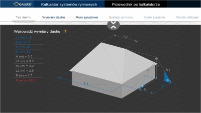 Kalkulator systemów rynnowych Galeco